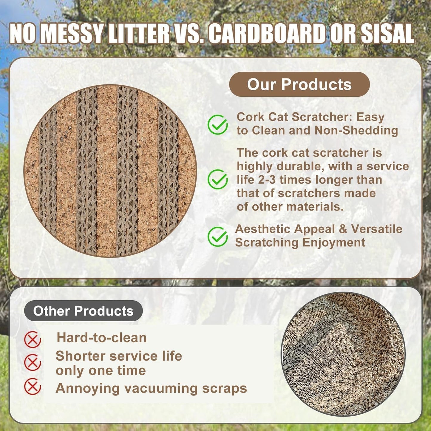 Cork Cat Scratch Pad-2Pcs Replaceable Scratching Mats for Cat