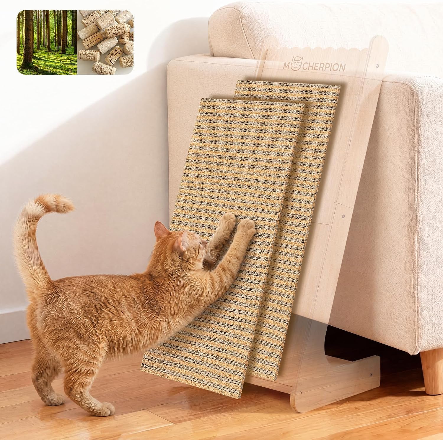 Cork Cat Scratch Pad-2Pcs Replaceable Scratching Mats for Cat 