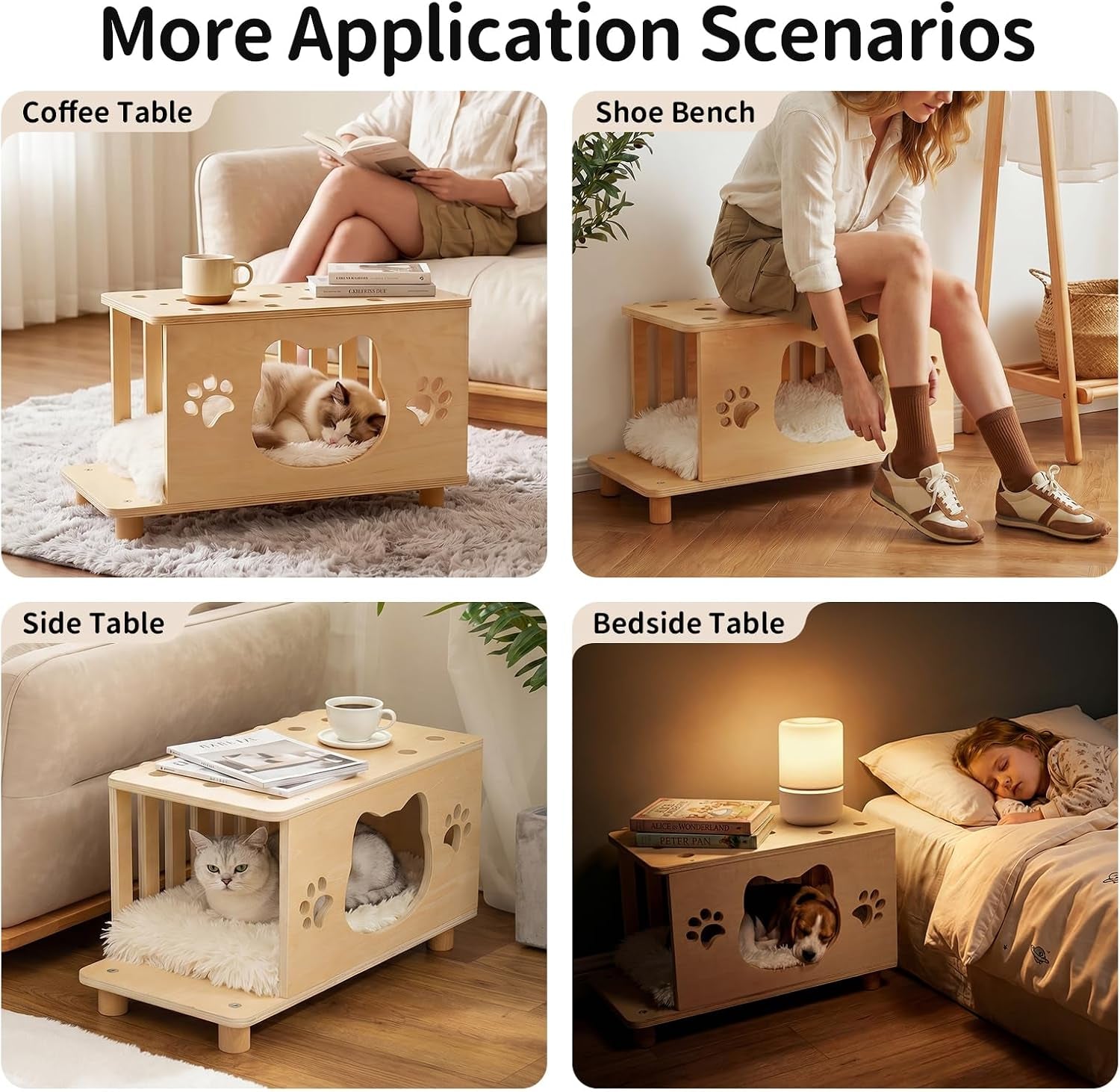 4-In-1 Wooden Cat House