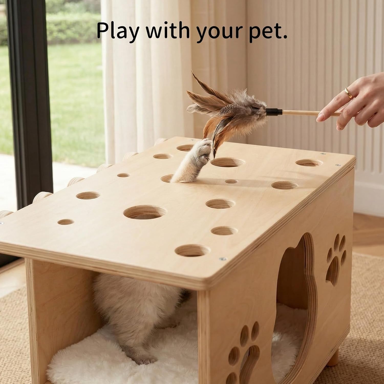4-In-1 Wooden Cat House