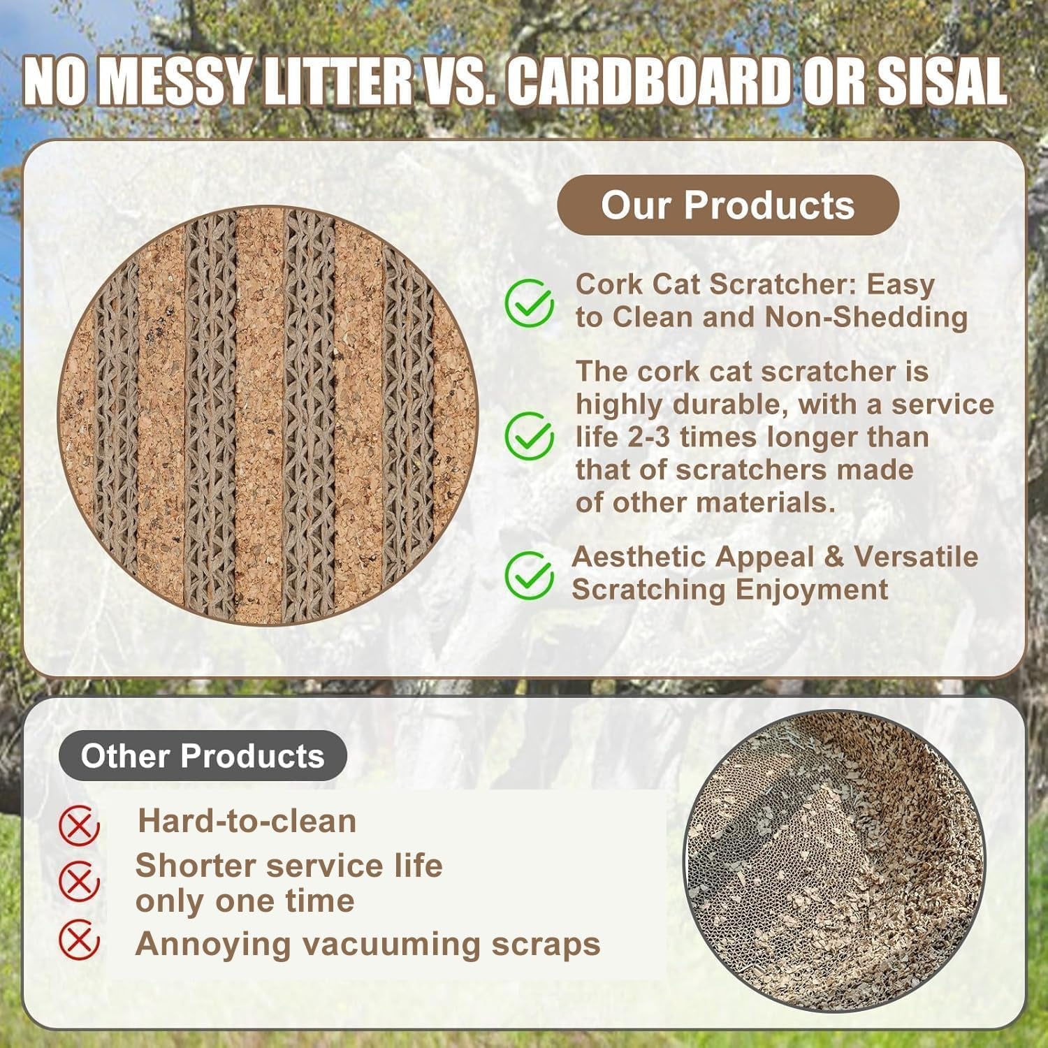 Cork Cat Scratch Pad-2Pcs Replaceable Scratching Mats for Cat 
