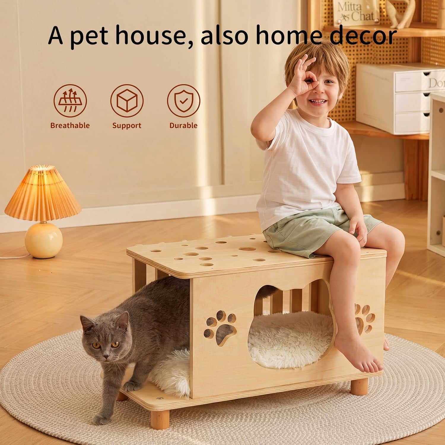 4-In-1 Wooden Cat House
